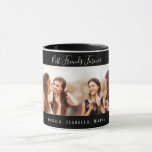 Best friends forever custom photo names black mug<br><div class="desc">A gift for your best friend(s) for birthday favour,  Christmas or a special event. White text: Best Friends Forever,  written with a trendy hand lettered style script. Personalize and use your own photo and names. A chic black background.</div>