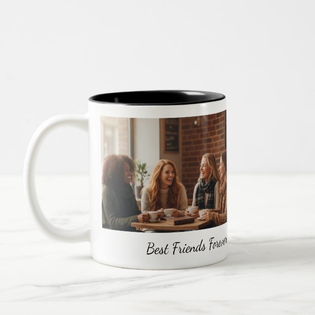 Best Friends Forever Custom Photo Personalized Cof Two-Tone Coffee Mug (Left)