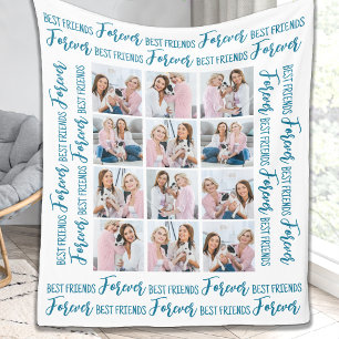 Best Friends Forever Customized 12 Photo Collage Fleece Blanket