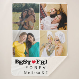 best friends forever cute 4 photos collage sherpa blanket