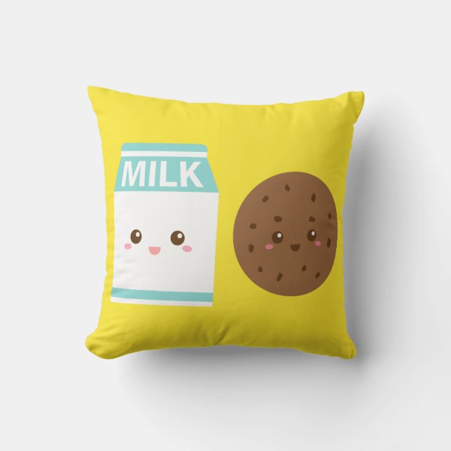 Best Friends Forever, Cute Milk and Cookies Throw Pillow (Front)