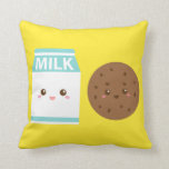 Best Friends Forever, Cute Milk and Cookies Throw Pillow<br><div class="desc">Decorate your home with this cute and colourful cute cartoon of a carton of milk and cookies with chocolate chip bits. They are the best friends forever,  an excellent combination! Kawaii design that brightens your home with fun!</div>