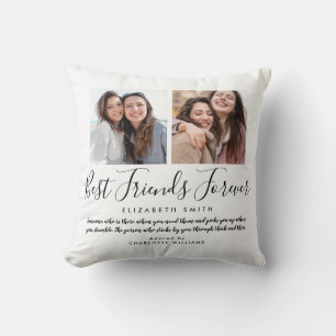Best Friends Forever Elegant Script Quote Photo Throw Pillow