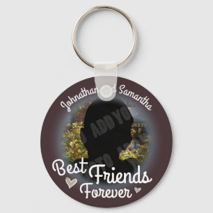 Best Friends Forever Fun Script Photo Round Keychain