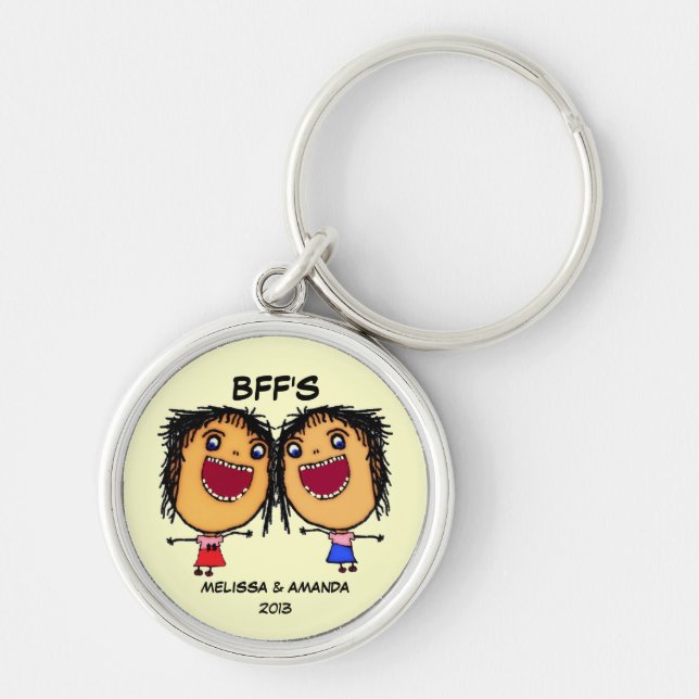 Best Friends Forever Funny Cartoon Keychain (Front)