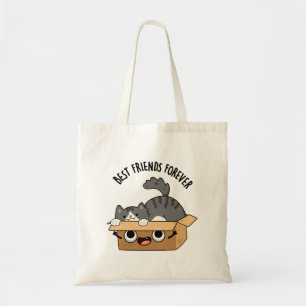 Best Friends Forever Funny Cat And Box Pun  Tote Bag
