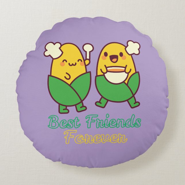 BEST FRIENDS FOREVER, FUNNY, GIFTS, BEST FRIEND ROUND PILLOW (Front)