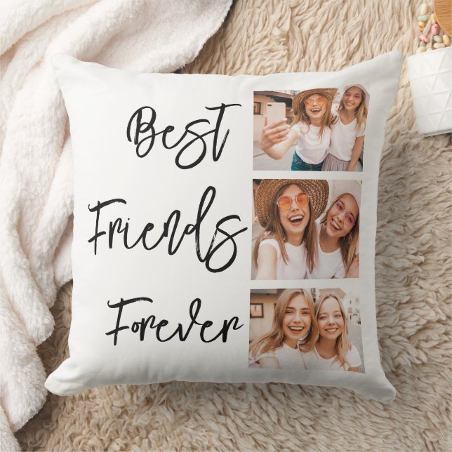 Best Friends Forever Gift Photo Collage  Throw Pillow (Blanket)