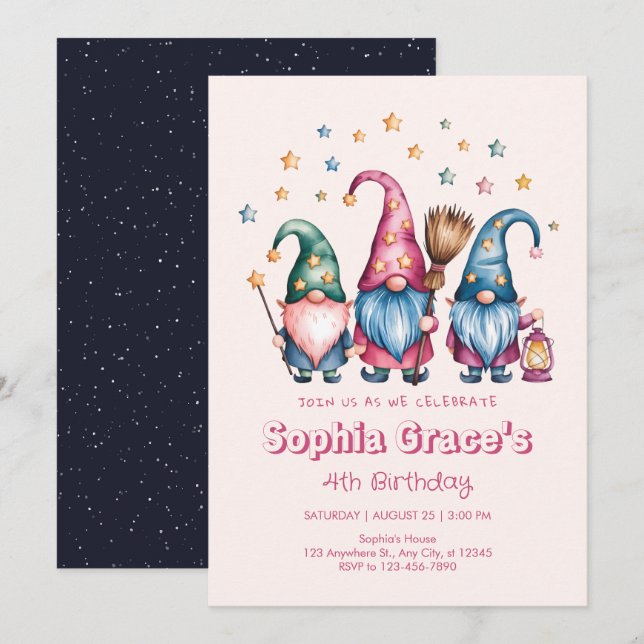 Best friends forever gnomes invitation (Front/Back)