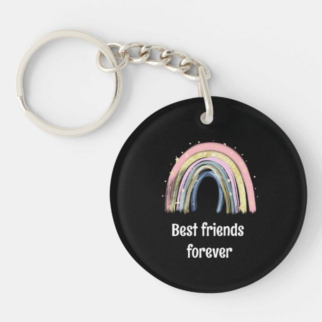 Best friends forever gold rainbow stars  keychain (Front)