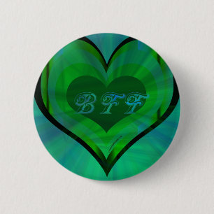 Best Friends Forever Green Heart 2 Inch Round Button