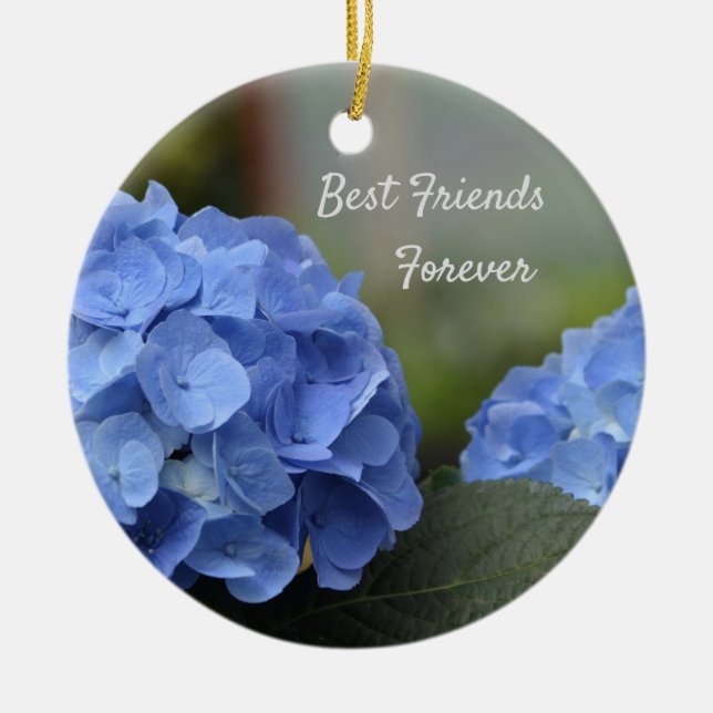Best Friends Forever Hydrangeas Ceramic Ornament (Front)