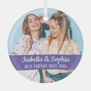 Best friends forever modern BFF photo trendy  Glas Glass Ornament