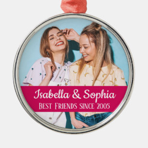 Best friends forever modern BFF photo trendy Metal Ornament