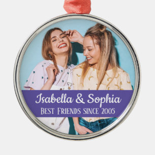 Best friends forever modern BFF photo trendy Metal Ornament