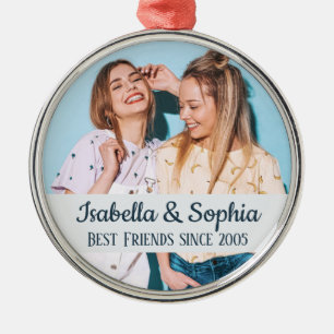 Best friends forever modern BFF photo trendy Metal Ornament