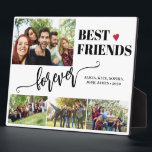 Best friends forever modern photo collage names plaque<br><div class="desc">Modern black and white best friends forever typography script with 4 custom photos keepsake create your own display plaque.              Please note that the text and background colours are changeable. You can replace them with any other colour after selecting CUSTOMIZE option.</div>