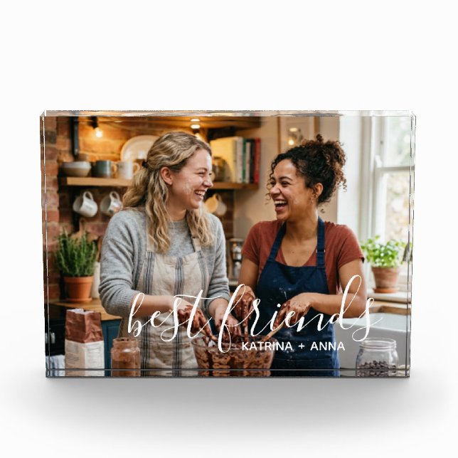 Best Friends Forever – Modern Script Custom Photo  Block (Front)