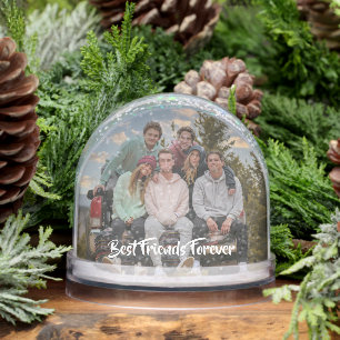 Best Friends Forever Modern Script Photo Snowglobe