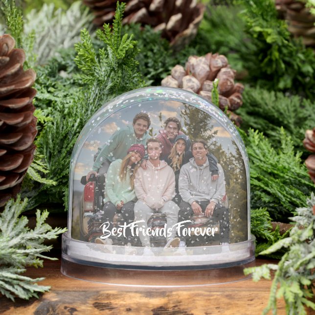 Best Friends Forever Modern Script Photo Snowglobe (Winter)