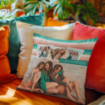 Best Friends Forever | Modern Stripes BFF 4 Photo Throw Pillow<br><div class="desc">A great gift for your bestie(s). 4 photo collage, modern fonts and trendy summer beachside stripes come together in this cheerful, fun design. Add your custom wording to this design by using the "Edit this design template" boxes on the right hand side of the item, or click the blue "Customize...</div>