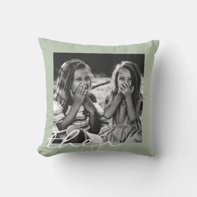 Best Friends Forever Now and Then Photo Gift Throw Pillow (Front)