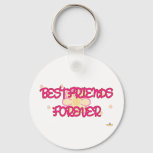 Best Friends Forever Orange Pink Flowers Keychain