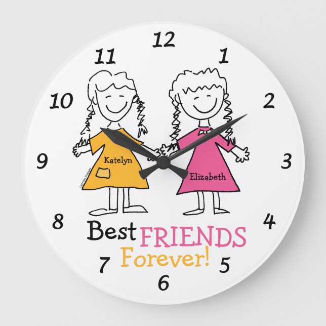 Best Friends Forever Personalized BFF Besties Large Clock (Front)