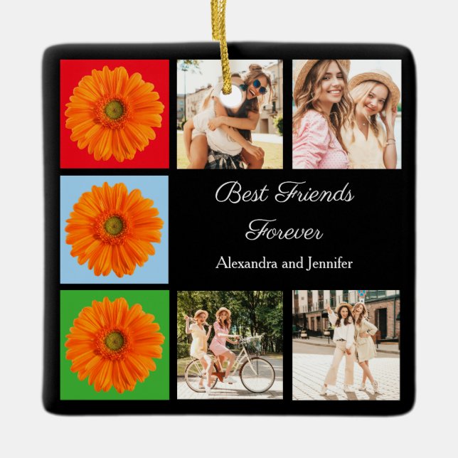 Best friends forever personalized photo collage ceramic ornament (Front)