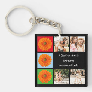 Best friends forever personalized photo collage keychain