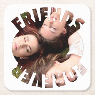 Best friends forever personalized photo square paper coaster