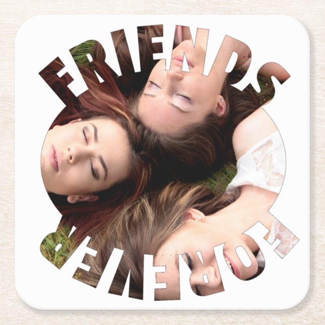 Best friends forever personalized photo  square paper coaster (Front)
