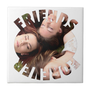 Best friends forever personalized photo square tile