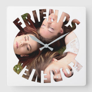 Best friends forever personalized photo  square wall clock