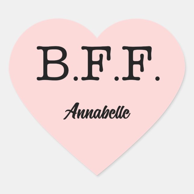 Best Friends Forever Personalized Pink Heart Sticker (Front)