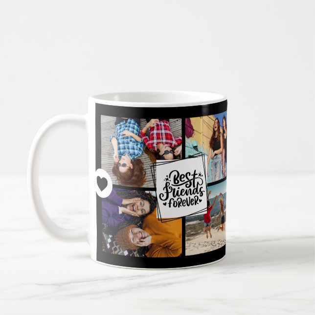 Best Friends Forever Photo Collage Black Coffee Mug (Left)