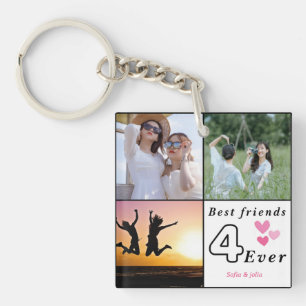 Best Friends Forever Photo Collage– Custom 3-Photo Keychain