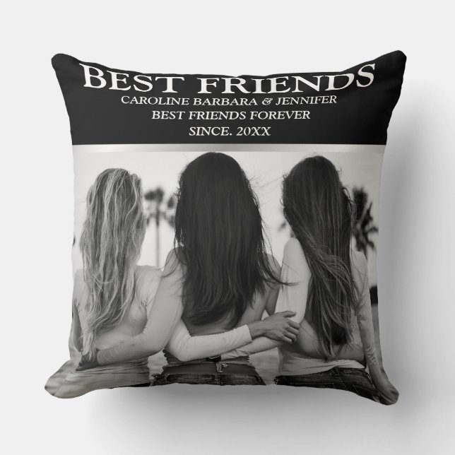 Best Friends Forever Photo Collage Friendship  Throw Pillow (Front)