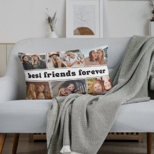 Best Friends Forever Photo Collage Modern Lumbar Pillow