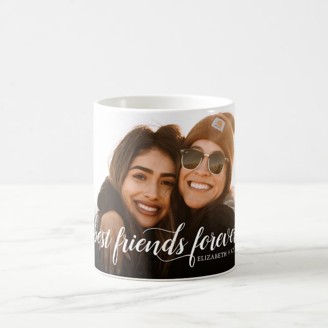 Best Friends Forever Photo Elegant Modern Script Coffee Mug (Center)
