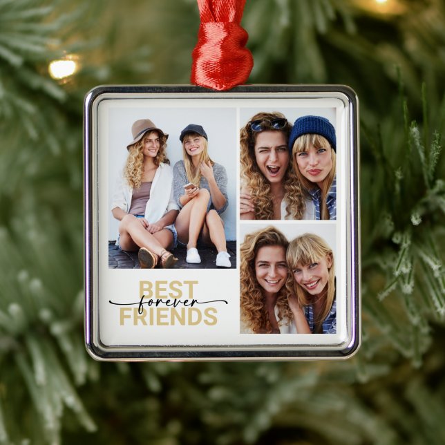 Best Friends Forever Photo Keepsake Metal Ornament (Tree)