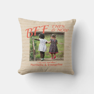 BEST FRIENDS FOREVER PHOTO Memory Keepsake Cream Throw Pillow