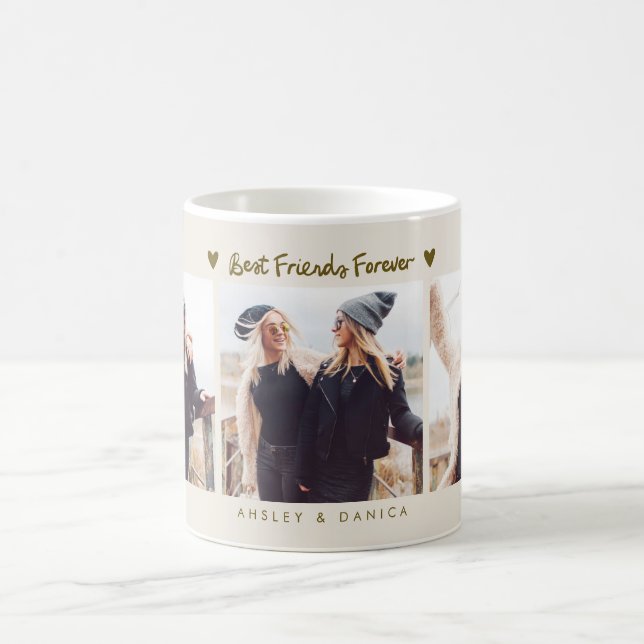 Best Friends Forever Photo Multi Photo Cream Coffee Mug (Center)