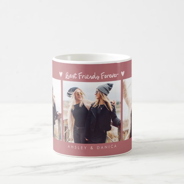 Best Friends Forever Photo Multi Photo Pink Coffee Mug (Center)