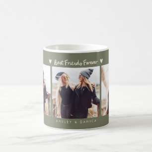 Best Friends Forever Photo Multi Photo Sage Green Coffee Mug