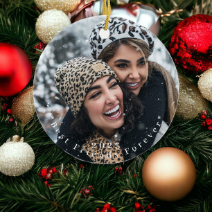 Best Friends Forever Photo Year Custom Ceramic Ornament