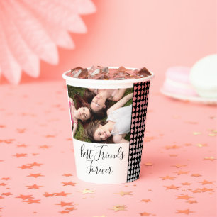Best Friends Forever Pink Heart Friendship Photo  Paper Cups