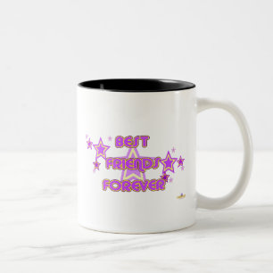 Best Friends Forever Purple Yellow Stars Two-Tone Coffee Mug