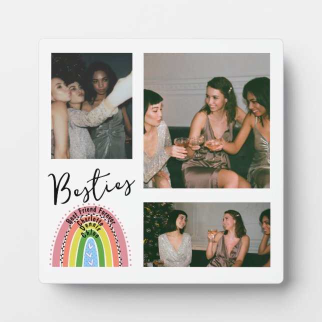 Best Friends Forever Rainbow Photo Collage Plaque (Front)