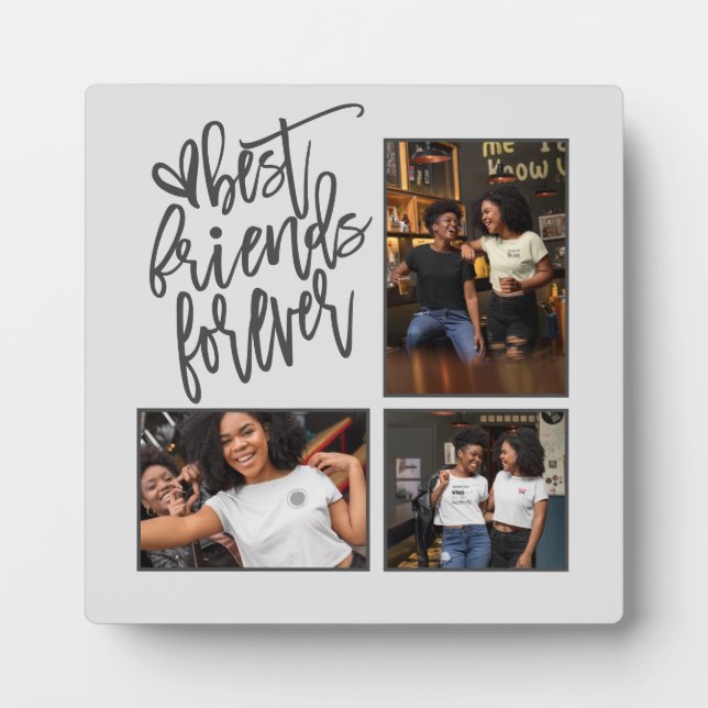 Best Friends Forever script 3 Photos Grey Plaque (Front)
